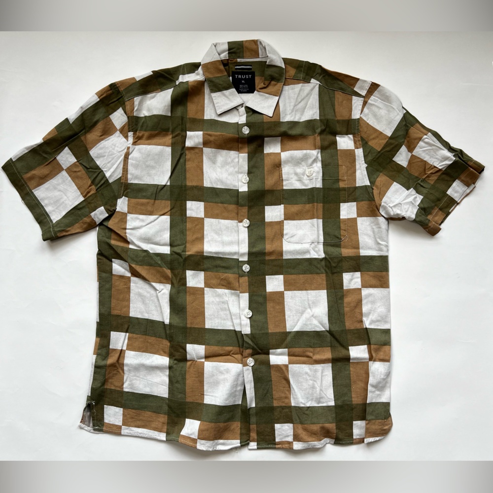 Men's Plaid Shirt Y2K Retro Block Print Summer Shirts Camp Collar Casual Outdoor